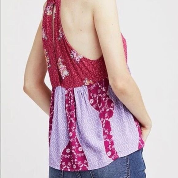 EUC Free People Dream Darlin Raspberry Printed Top Small - Picture 2 of 7